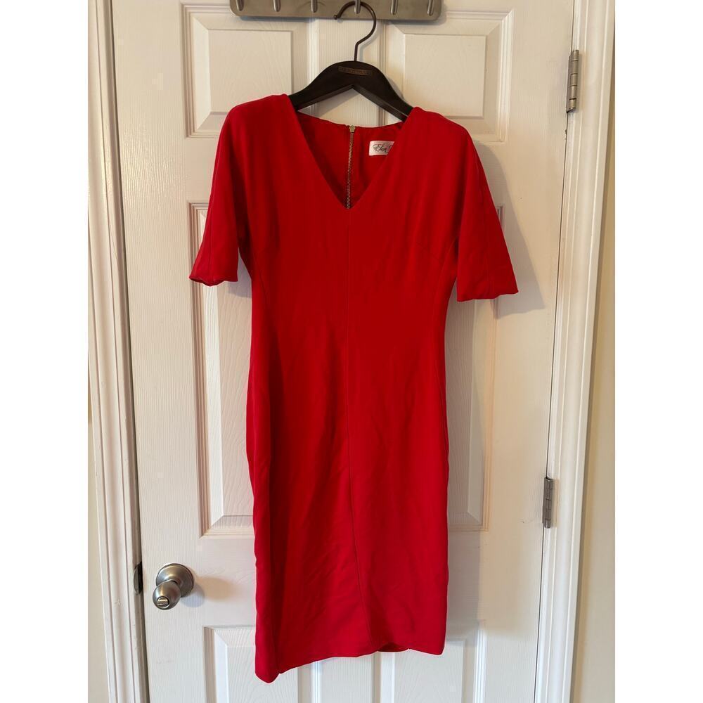 Eliza J red sheath midi dress sz 2